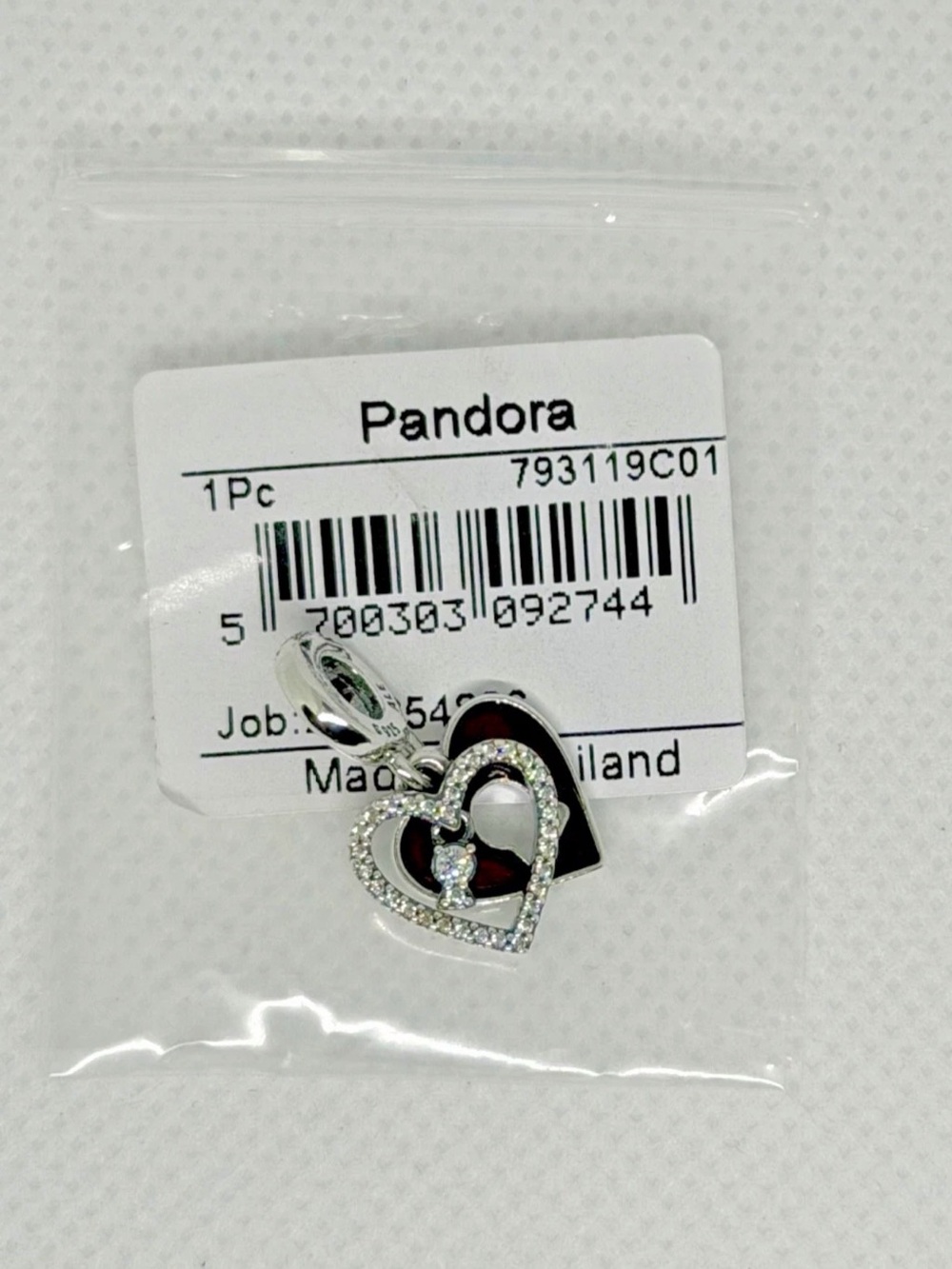 Pandora Red Heart & Keyhole Double Dangle Charm 793119C01
